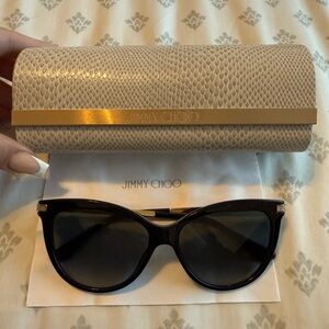 Jimmy Choo Black Sunglasses with Gold Accents
